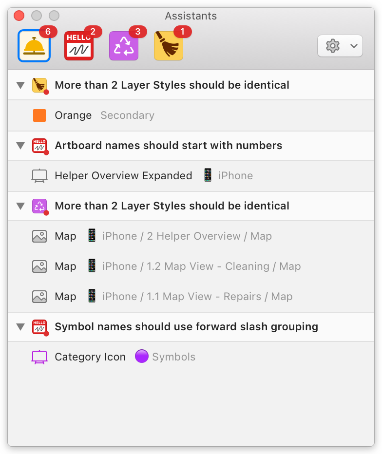 Sketch Assistants panel