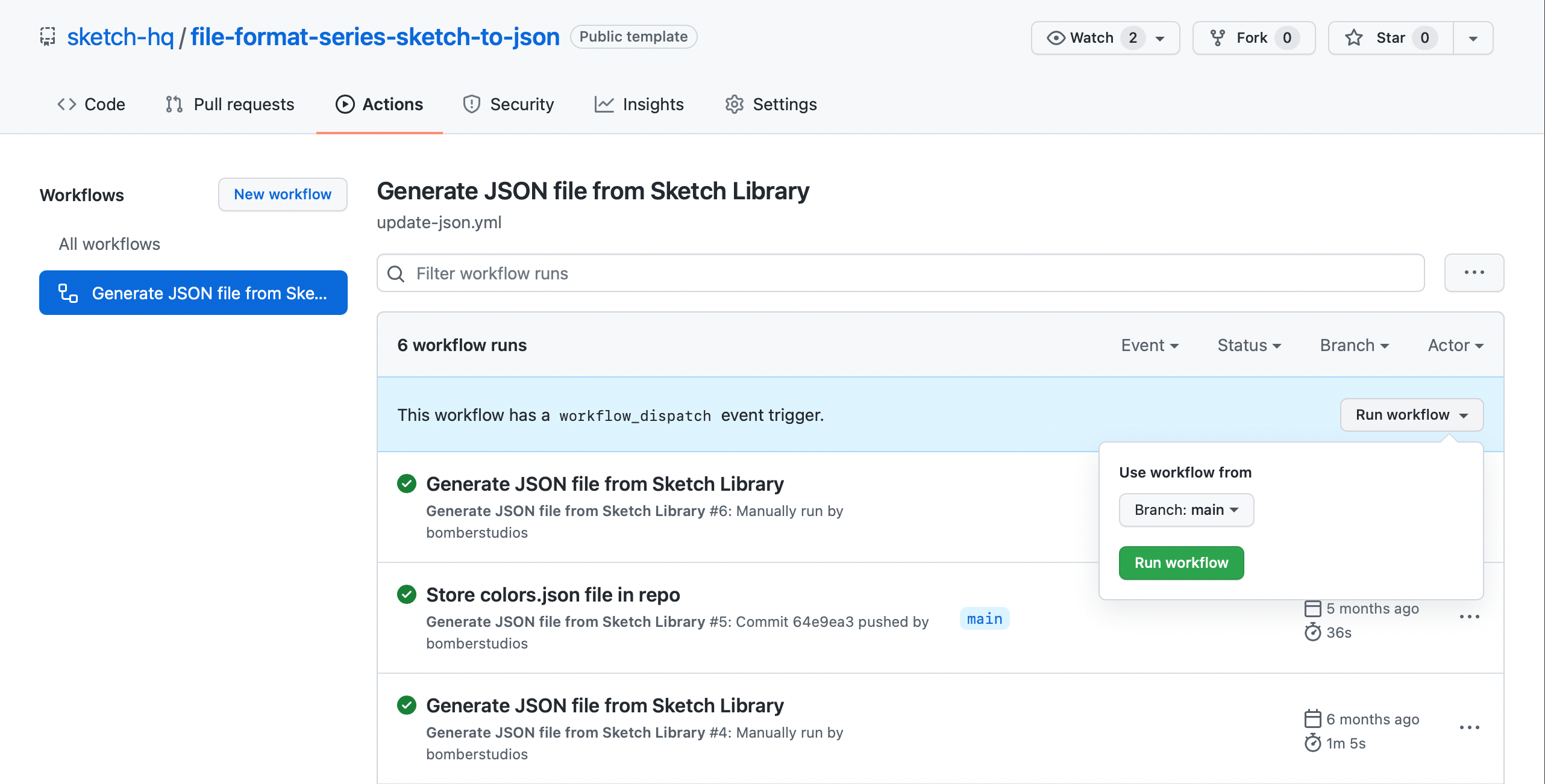 Image showing the GitHub Actions interface, hovering over the Run workflow button.